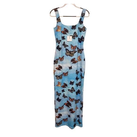 NWT Ala Von Auersperg Caterina Long Stretch Knit Dress in Papillon Butterfly - Picture 4 of 15